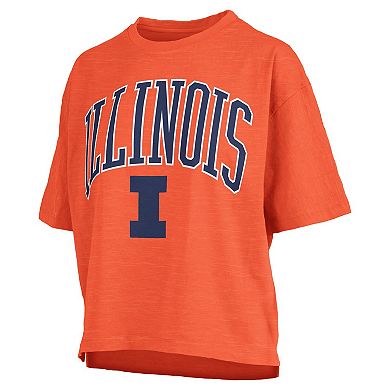 Women's Pressbox Orange Illinois Fighting Illini Nelson Arch Over Logo Waist Length Oversized Slub T-Shirt