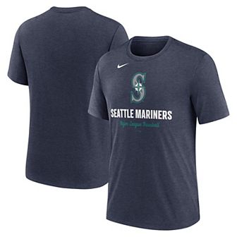 Men's Nike Heather Navy Seattle Mariners Logo Tri-Blend T-Shirt