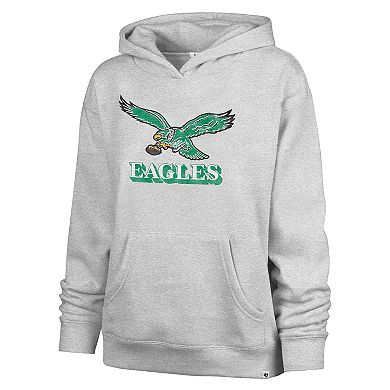 Women's '47 Gray Philadelphia Eagles Distressed Standout Naomi Pullover Hoodie