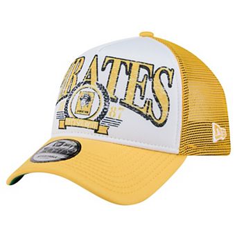 Men's New Era Gold Pittsburgh Pirates Distressed 9FORTY A-Frame Adjustable Trucker Hat