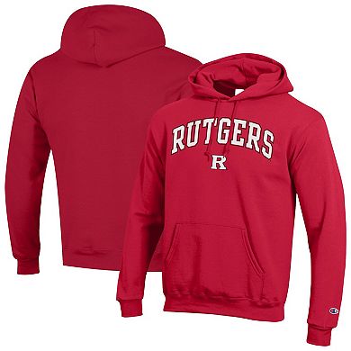 Men's Champion Scarlet Rutgers Scarlet Knights Arched Logo Fleece Pullover Hoodie