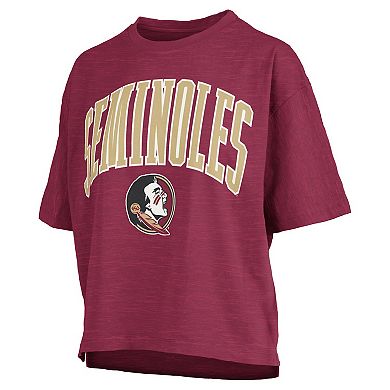Women's Pressbox Garnet Florida State Seminoles Nelson Arch Over Logo Waist Length Oversized Slub T-Shirt