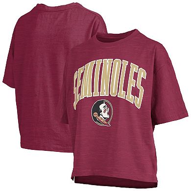 Women's Pressbox Garnet Florida State Seminoles Nelson Arch Over Logo Waist Length Oversized Slub T-Shirt