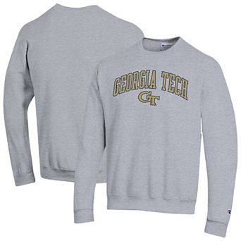 Men's Champion Heather Gray Georgia Tech Yellow Jackets Arch Over Logo Pullover Sweatshirt