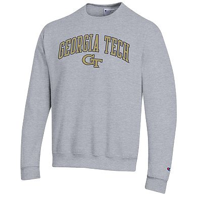 Men's Champion Heather Gray Georgia Tech Yellow Jackets Arch Over Logo Pullover Sweatshirt