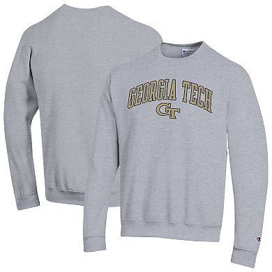 Men's Champion Heather Gray Georgia Tech Yellow Jackets Arch Over Logo Pullover Sweatshirt