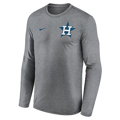 Men's Nike Heather Charcoal Houston Astros 2-Hit Legend Performance Long Sleeve T-Shirt