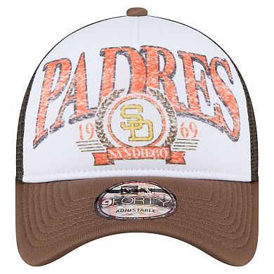 Men's New Era Brown San Diego Padres Distressed 9FORTY A-Frame Adjustable Trucker Hat