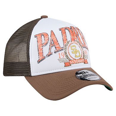 Men's New Era Brown San Diego Padres Distressed 9FORTY A-Frame Adjustable Trucker Hat