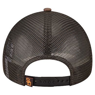 Men's New Era Brown San Diego Padres Distressed 9FORTY A-Frame Adjustable Trucker Hat