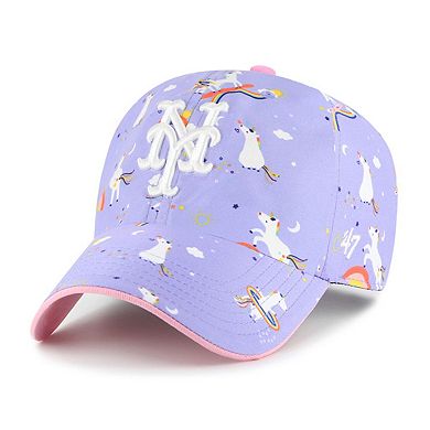 Girls Youth '47 Lavender New York Mets Unicorn Clean Up Adjustable Hat