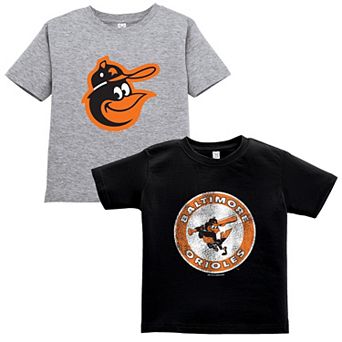 Toddler Soft as a Grape Black/Gray Baltimore Orioles Cooperstown Collection Two-Pack T-Shirt Set