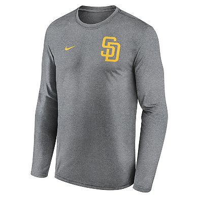Men's Nike Heather Charcoal San Diego Padres 2-Hit Legend Performance Long Sleeve T-Shirt