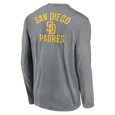 Men's Nike Heather Charcoal San Diego Padres 2-Hit Legend Performance Long Sleeve T-Shirt