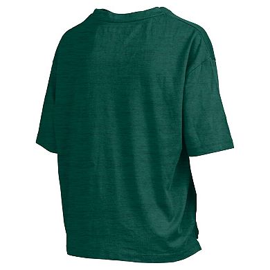 Women's Pressbox Green Miami Hurricanes Nelson Arch Over Logo Waist Length Oversized Slub T-Shirt
