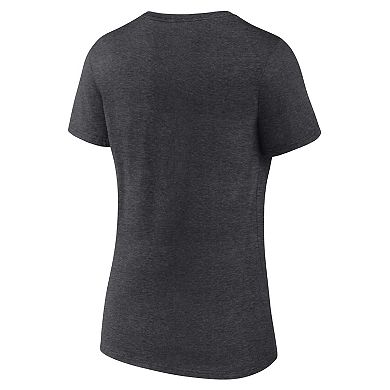 Women's Fanatics Heather Charcoal Philadelphia Eagles Victory Arch V-Neck T-Shirt