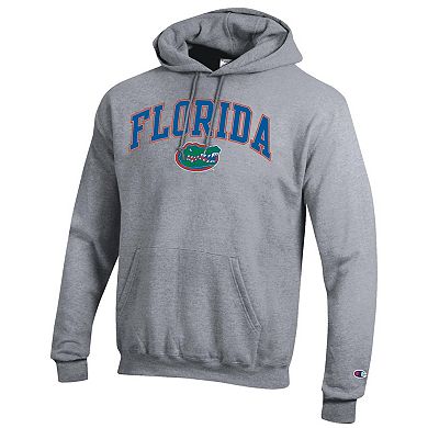 Men's Champion Heather Gray Florida Gators Arched Logo Fleece Pullover Hoodie