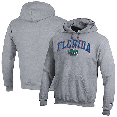 Men's Champion Heather Gray Florida Gators Arched Logo Fleece Pullover Hoodie