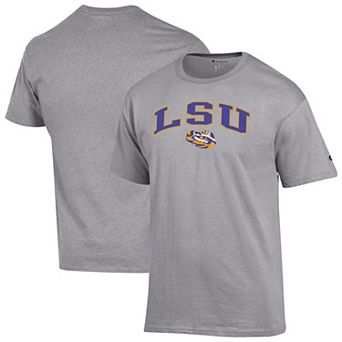 Men's Champion Heather Gray LSU Tigers Arch Over Logo T-Shirt