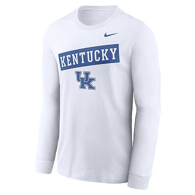 Men's Nike White Kentucky Wildcats Two-Hit Classic Location Long Sleeve T-Shirt