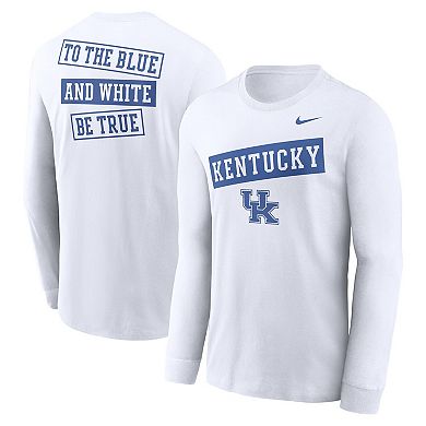 Men's Nike White Kentucky Wildcats Two-Hit Classic Location Long Sleeve T-Shirt