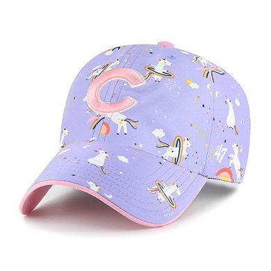 Girls Youth '47 Lavender Chicago Cubs Unicorn Clean Up Adjustable Hat