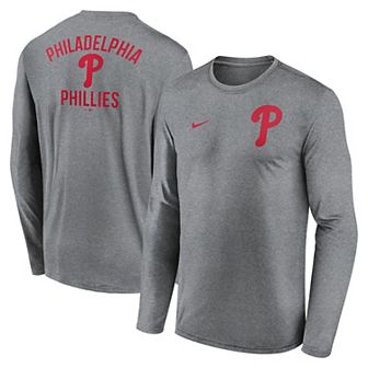 Men's Nike Heather Charcoal Philadelphia Phillies 2-Hit Legend Performance Long Sleeve T-Shirt