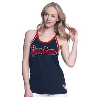 Women's G-III 4Her by Carl Banks Navy Cleveland Guardians Curveball Racerback Tank Top