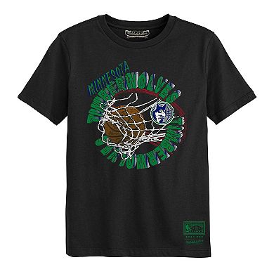 Preschool Mitchell & Ness Black Minnesota Timberwolves In The Net T-Shirt