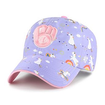 Girls Youth '47 Lavender Milwaukee Brewers Unicorn Clean Up Adjustable Hat