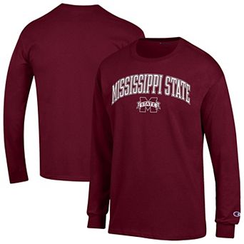 Men's Champion Maroon Mississippi State Bulldogs Arch Over Logo Long Sleeve T-Shirt