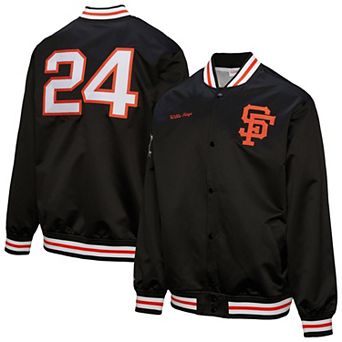 Men's Mitchell & Ness Willie Mays Black San Francisco Giants Legends Collection Vintage Satin Full-Snap Jacket