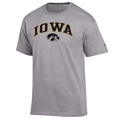 Men's Champion Heather Gray Iowa Hawkeyes Arch Over Logo T-Shirt