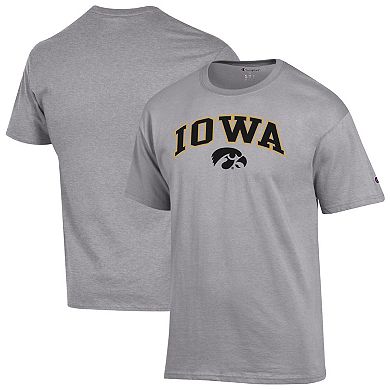 Men's Champion Heather Gray Iowa Hawkeyes Arch Over Logo T-Shirt