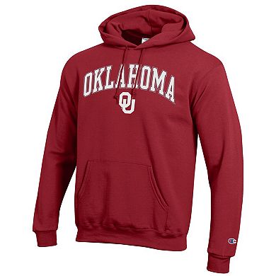 Men's Champion Crimson Oklahoma Sooners Arch Over Logo Pullover Hoodie