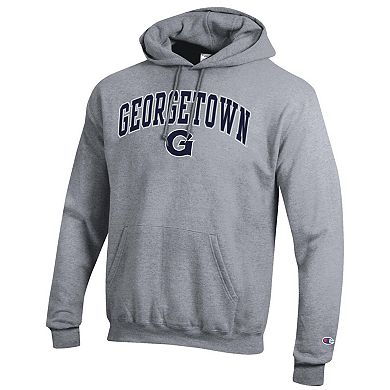 Men's Champion Heather Gray Georgetown Hoyas Arched Logo Fleece Pullover Hoodie
