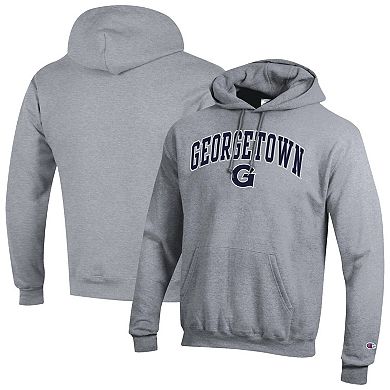 Men's Champion Heather Gray Georgetown Hoyas Arched Logo Fleece Pullover Hoodie