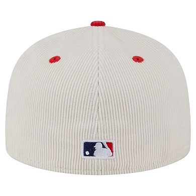 Men's New Era Cream/Red Cincinnati Reds Two-Tone Corduroy 59FIFTY Fitted Hat