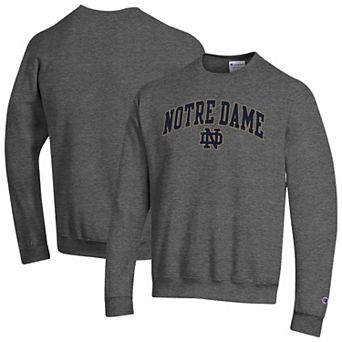 Men's Champion Heather Charcoal Notre Dame Fighting Irish Arch Over Logo Pullover Sweatshirt
