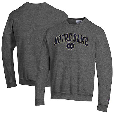 Men's Champion Heather Charcoal Notre Dame Fighting Irish Arch Over Logo Pullover Sweatshirt