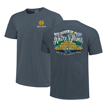 Women's Navy Notre Dame Fighting Irish Comfort Colors Campus Scene Drawing Script T-Shirt