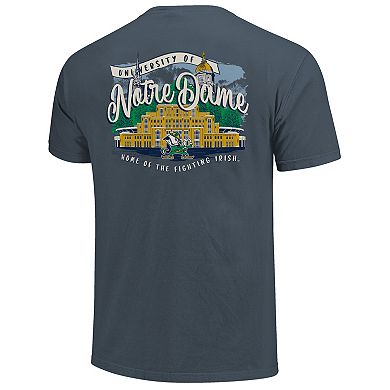 Women's Navy Notre Dame Fighting Irish Comfort Colors Campus Scene Drawing Script T-Shirt