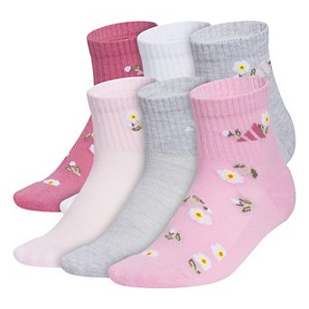 Girls adidas Cushioned 6 pc Quarter Socks