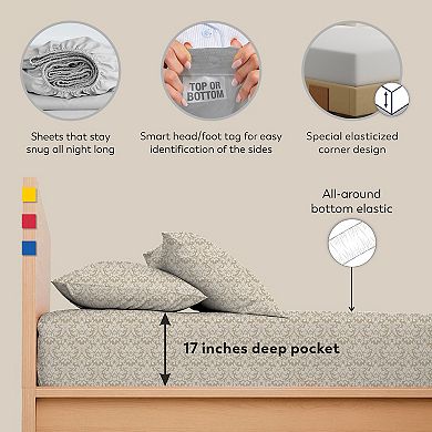 Color Sense Cool & Crisp Percale Weave Cotton Sheet Set with Pillowcases