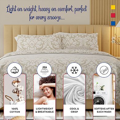 Color Sense Cool & Crisp Percale Weave Cotton Sheet Set with Pillowcases