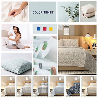 Color Sense Cool & Crisp Percale Weave Cotton Sheet Set with Pillowcases