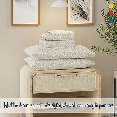 Color Sense Cool & Crisp Percale Weave Cotton Sheet Set with Pillowcases