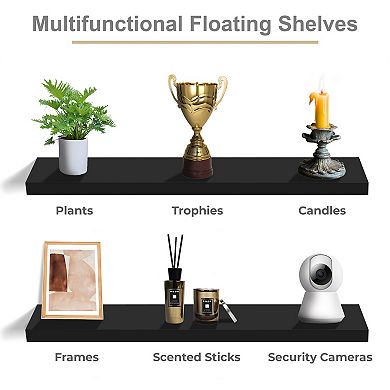 Sorbus 3 Pack 47 x 9.25 Inch Wall Mounted Floating Shelves - Stylish and Functional Storage