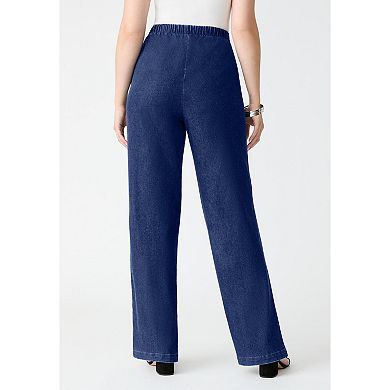 Roaman's Women's Plus Size Plus Size Comfort Stretch Wide Leg Jean