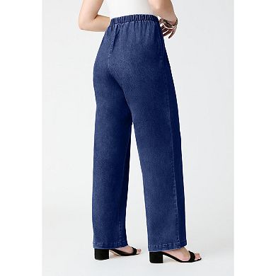 Roaman's Women's Plus Size Comfort Stretch Wide Leg Jean